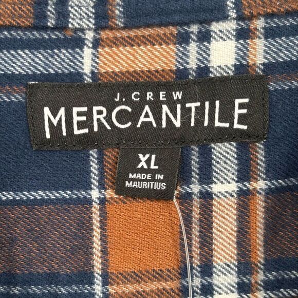 J. Crew Mercantile Plaid Button Front Shirt Brown/Blue Size XL NWT - Picture 2 of 7